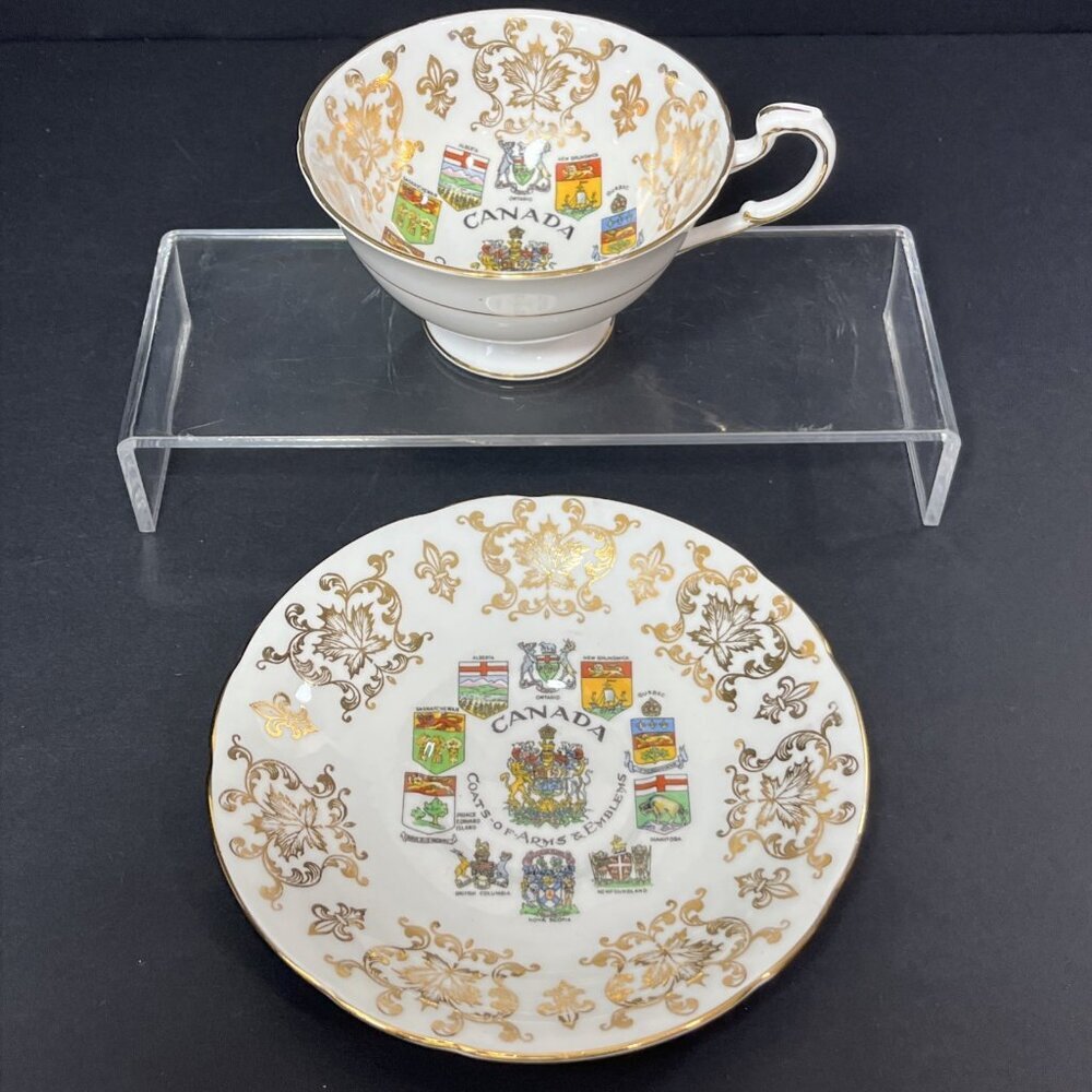 Paragon Tea Cup And Saucer Canada Coats Of Arms & Emblems Fine Bone China UK